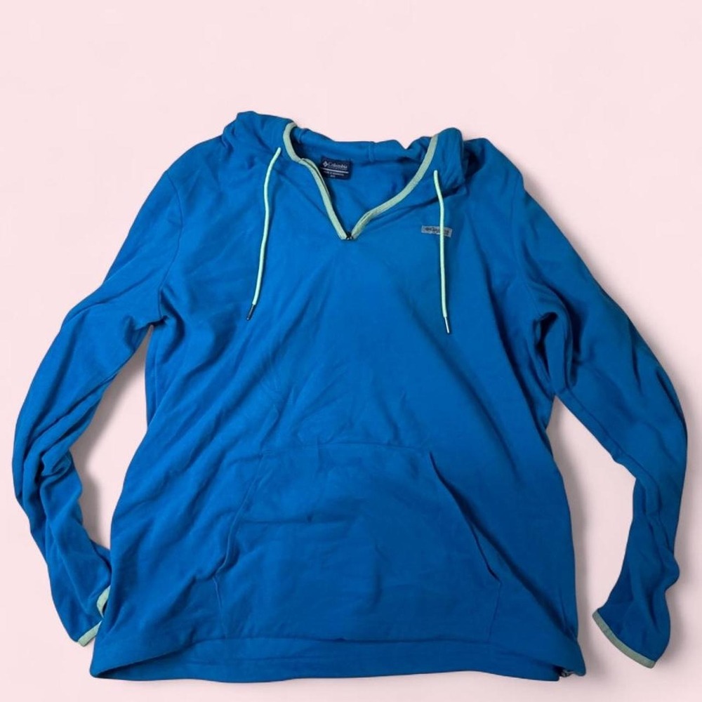 Columbia PFG Blue Fleece Hoodie Pullover XXL Performance Fishing Gear Women